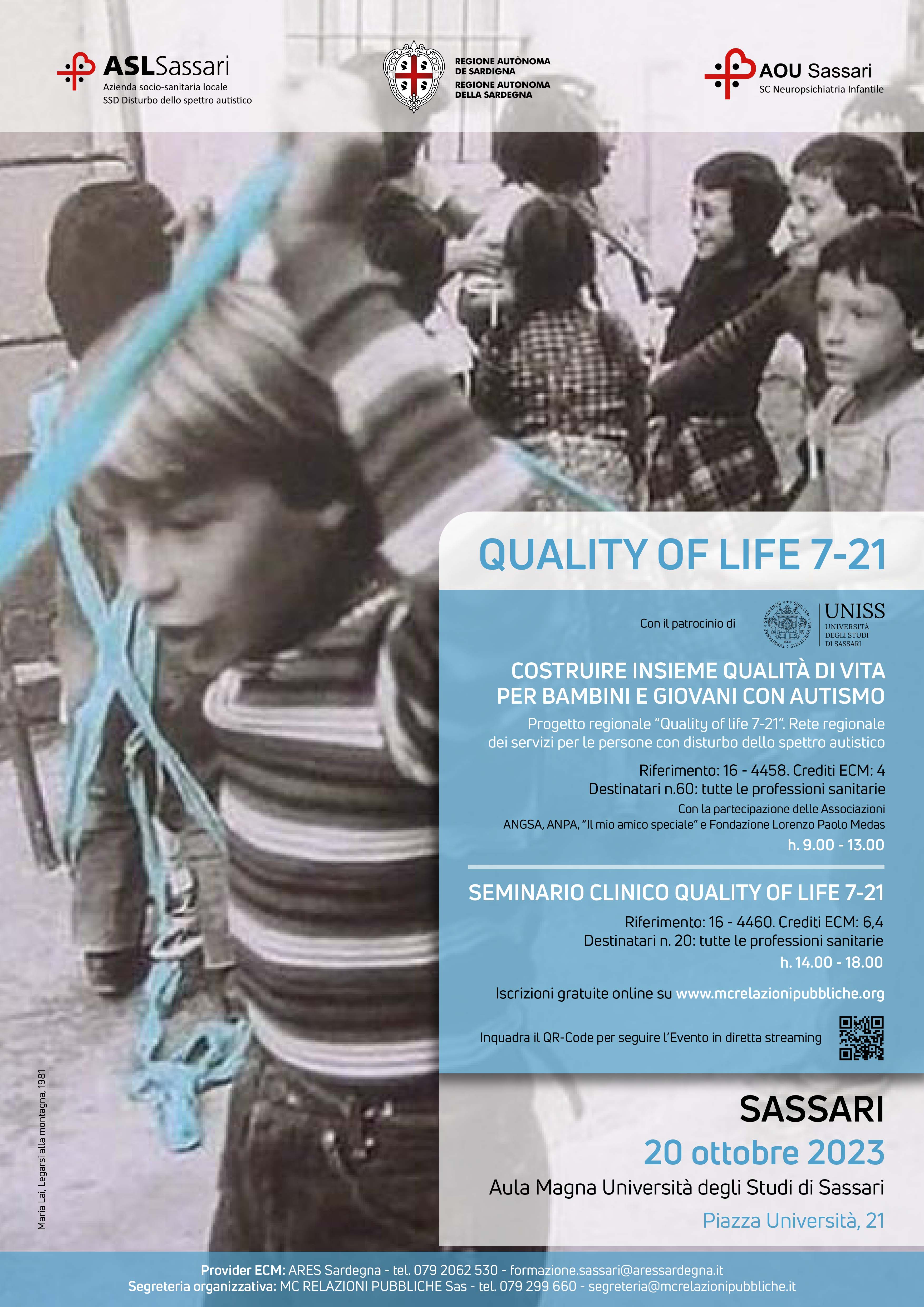 QUALITY OF LIFE 7-21 - Costruire insieme qualità di vita per bambini e giovani con autismo - 20 ottobre 2023