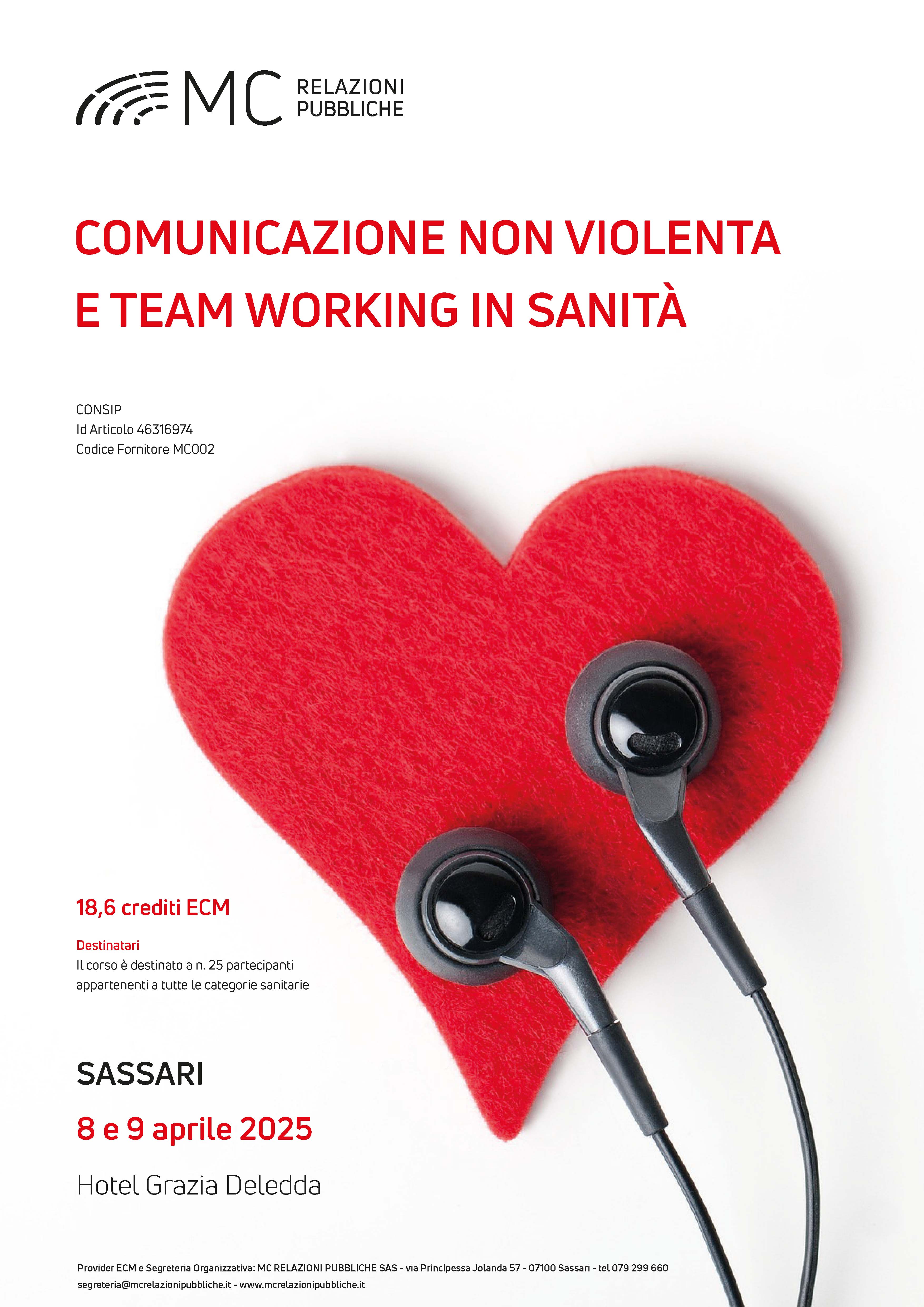 Comunicazione non violenta e team working in sanità - 8 e 9 aprile 2025