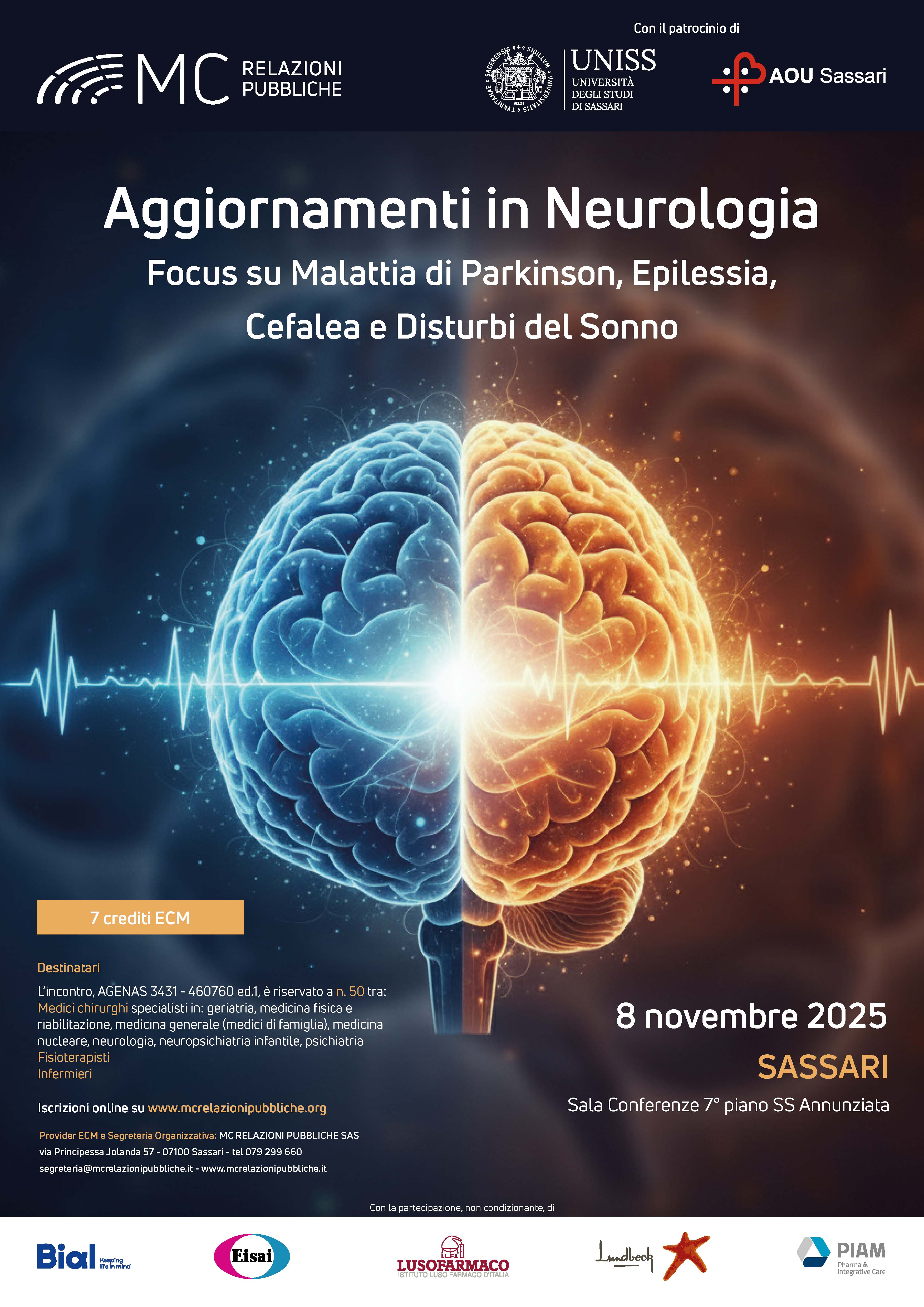 AGGIORNAMENTI IN NEUROLOGIA. Focus su malattia di parkinson, epilessia, cefalea e disturbi del sonno - 8 novembre 2025