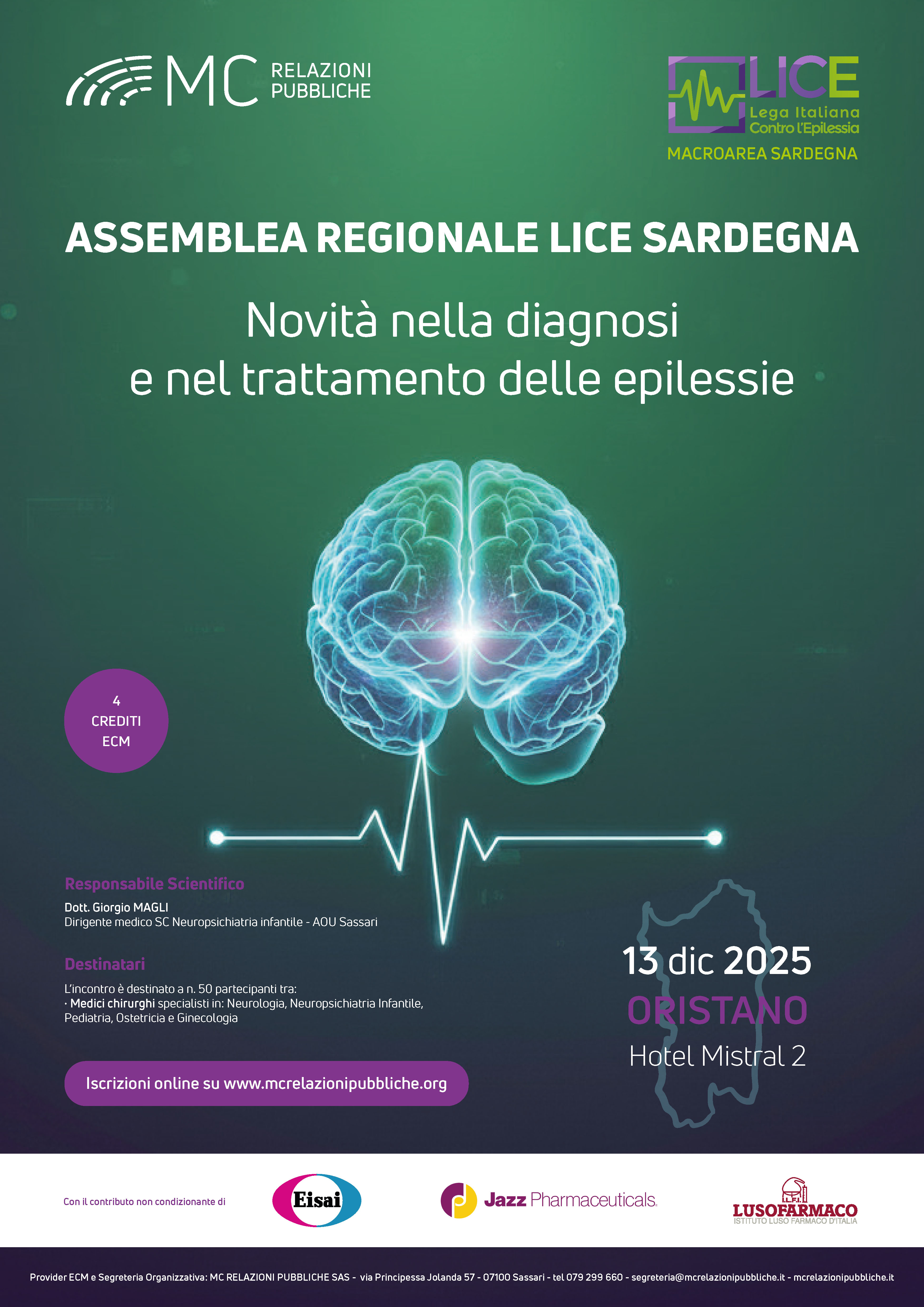ASSEMBLEA REGIONALE LICE SARDEGNA. Novità nella diagnosi e nel trattamento delle epilessie - 13 dicembre 2025