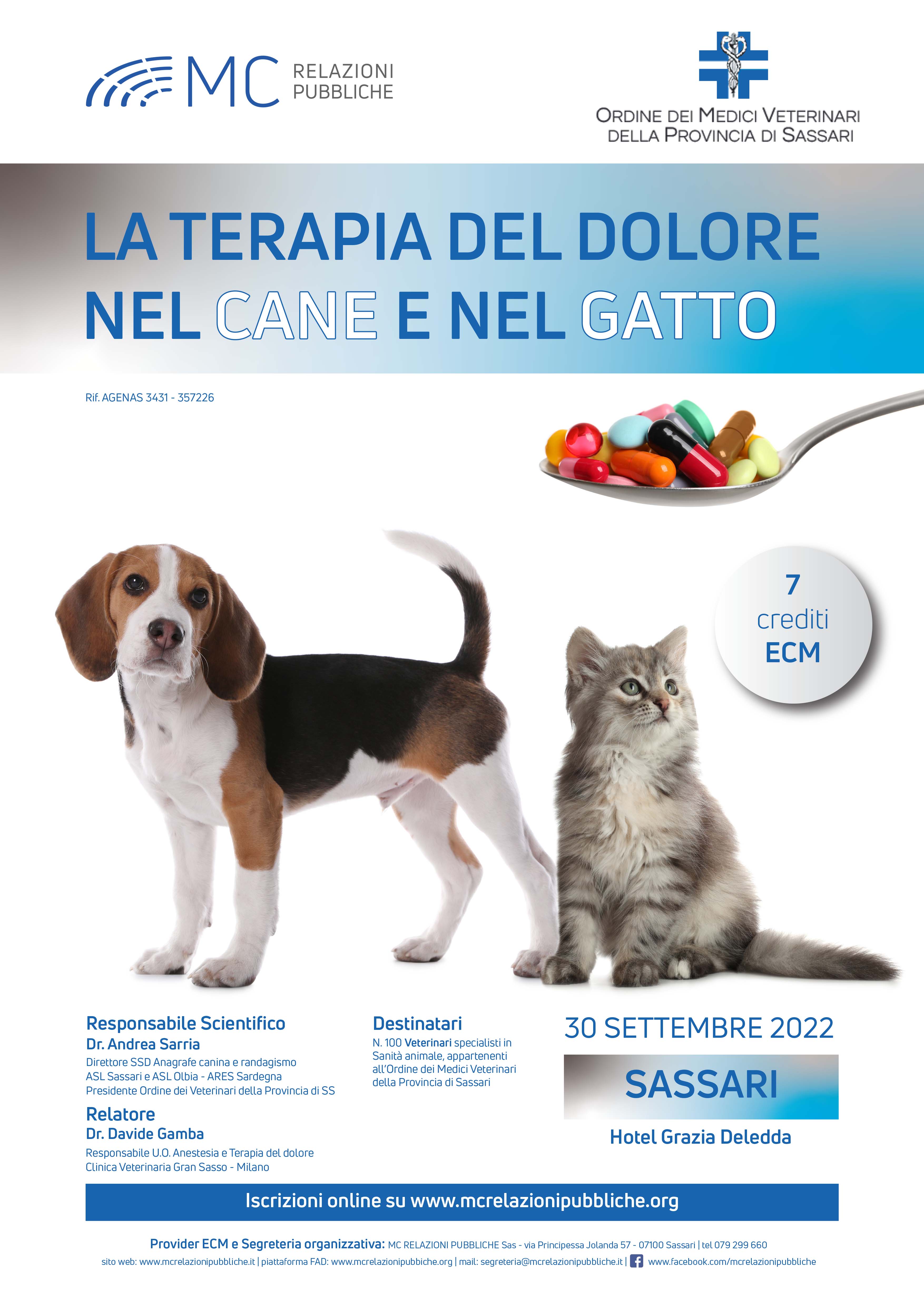 La terapia del dolore nel cane e nel gatto - 30 settembre 2022