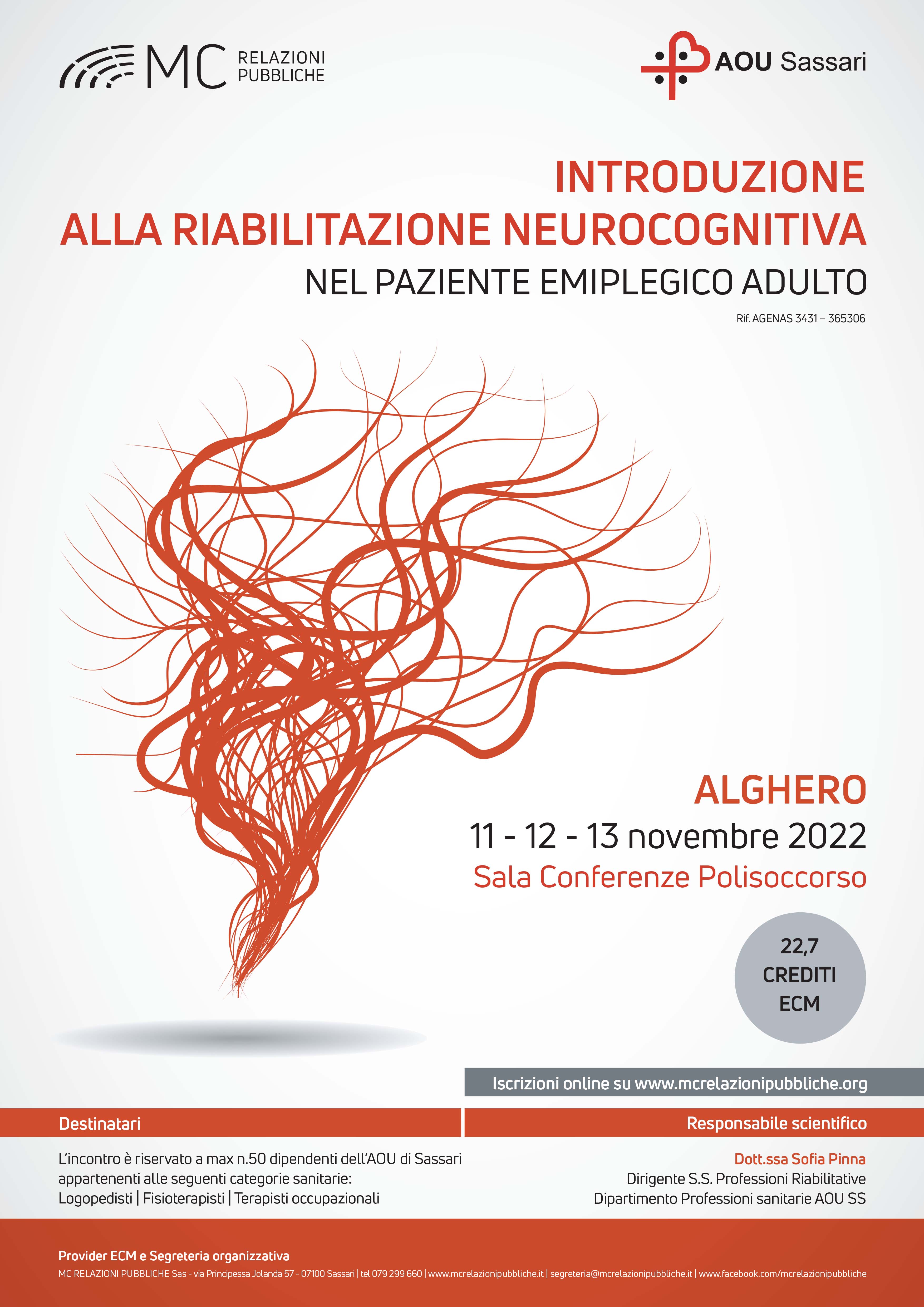 Introduzione alla Riabilitazione Neurocognitiva nel paziente emiplegico adulto -  11,12,13 novembre 2022
