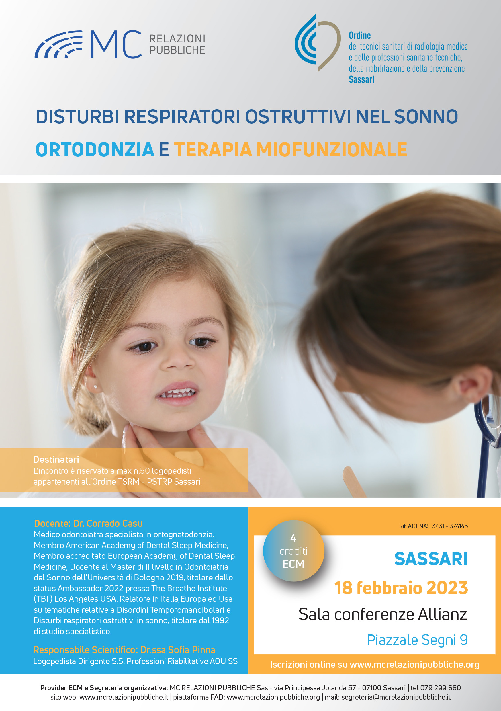 Disturbi respiratori ostruttivi nel sonno. Ortodonzia e terapia miofunzionale - 18 febbraio 2023